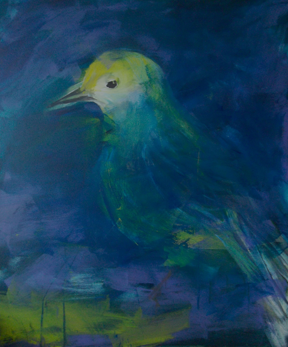 uccello (the chiaroscuro bird) / 30" x 36"/ acrylic on canvas / 2012 / janet bright
