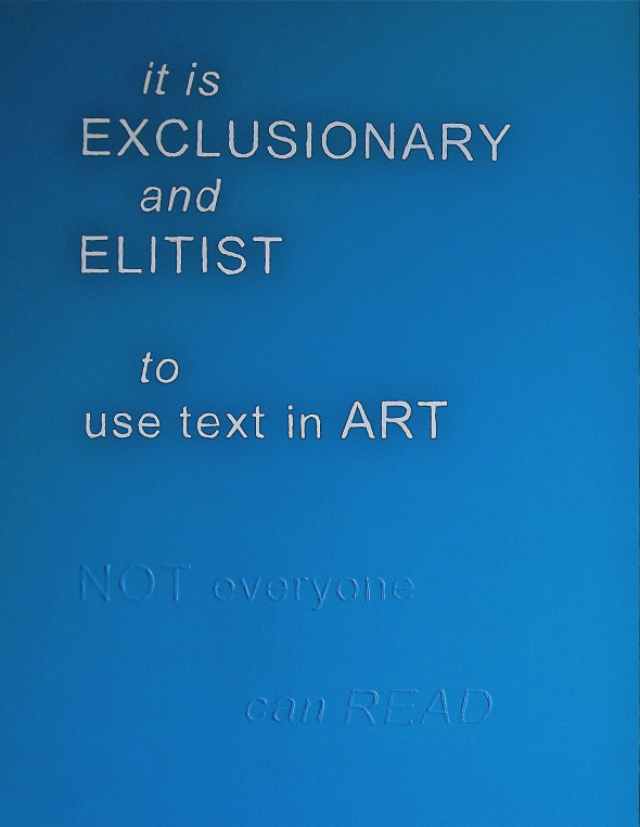 exclusionary elitist text in art imagery communication clarity