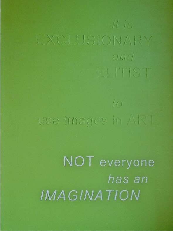 exclusionary elitist text in art imagery communication clarity