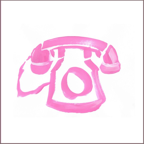 pink phone janet bright expression painting