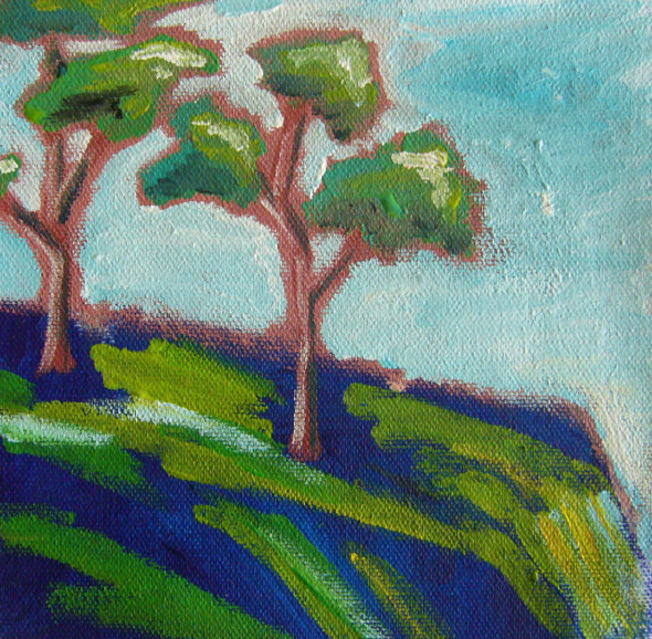 art painting janet bright acrylics trees at the edge