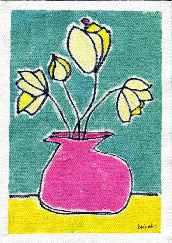art every day number 137 yellow pink blue flowers in vase colour video