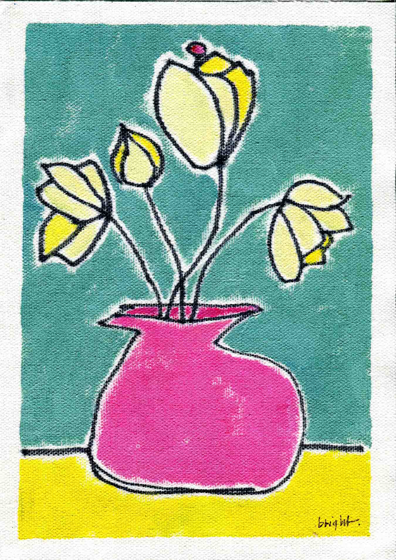 art every day number 137 / drawing / painting / yellow pink blue