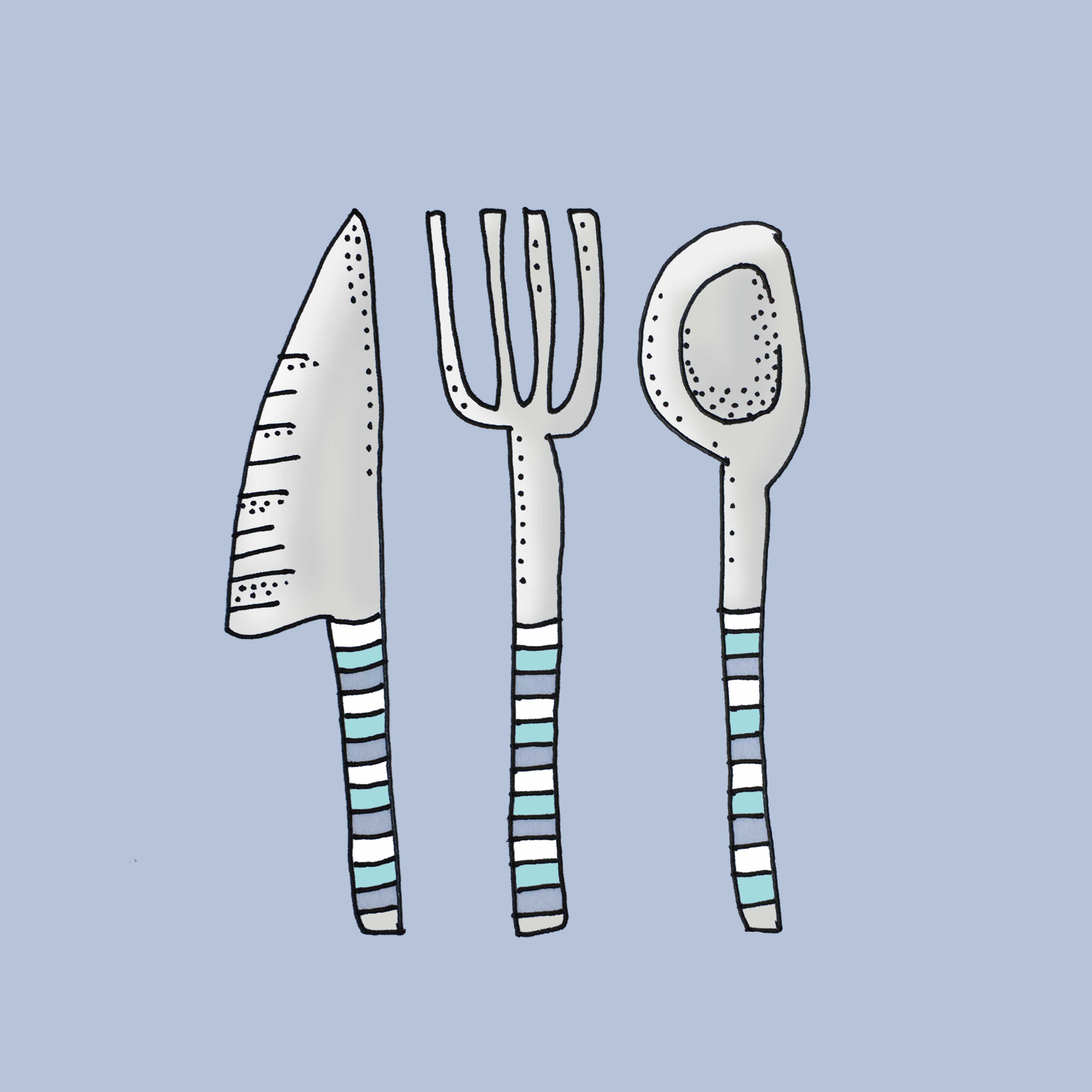 art every day number 153 illustration dinner knife fork spoon good eats