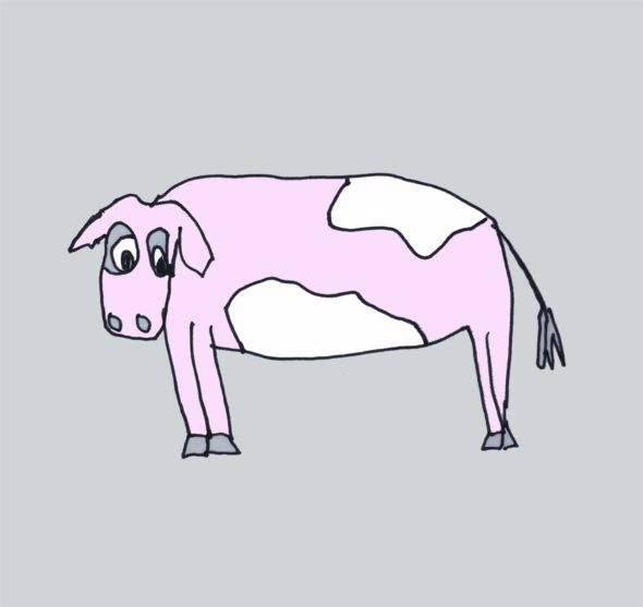 art every day number 161 friendly cow illustration drawing pink