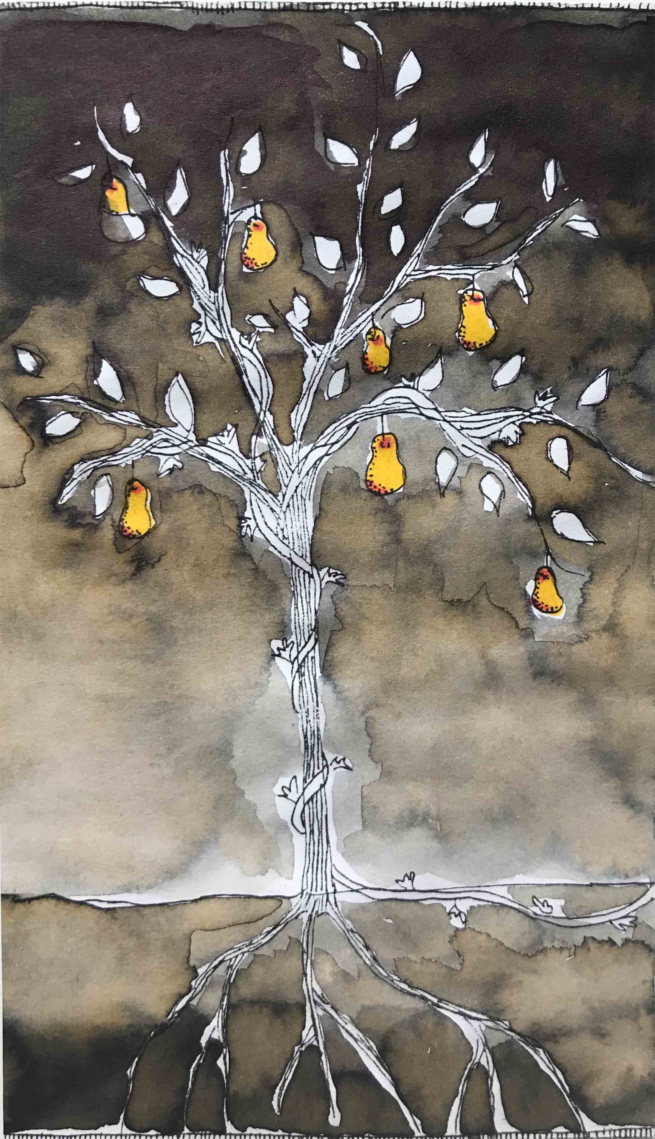 art every day number 192 / ink wash illustration / the pear tree