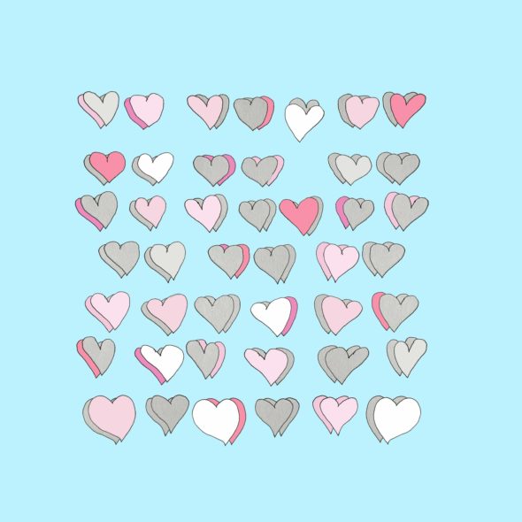 art every day number 236 paper hearts illustration pink