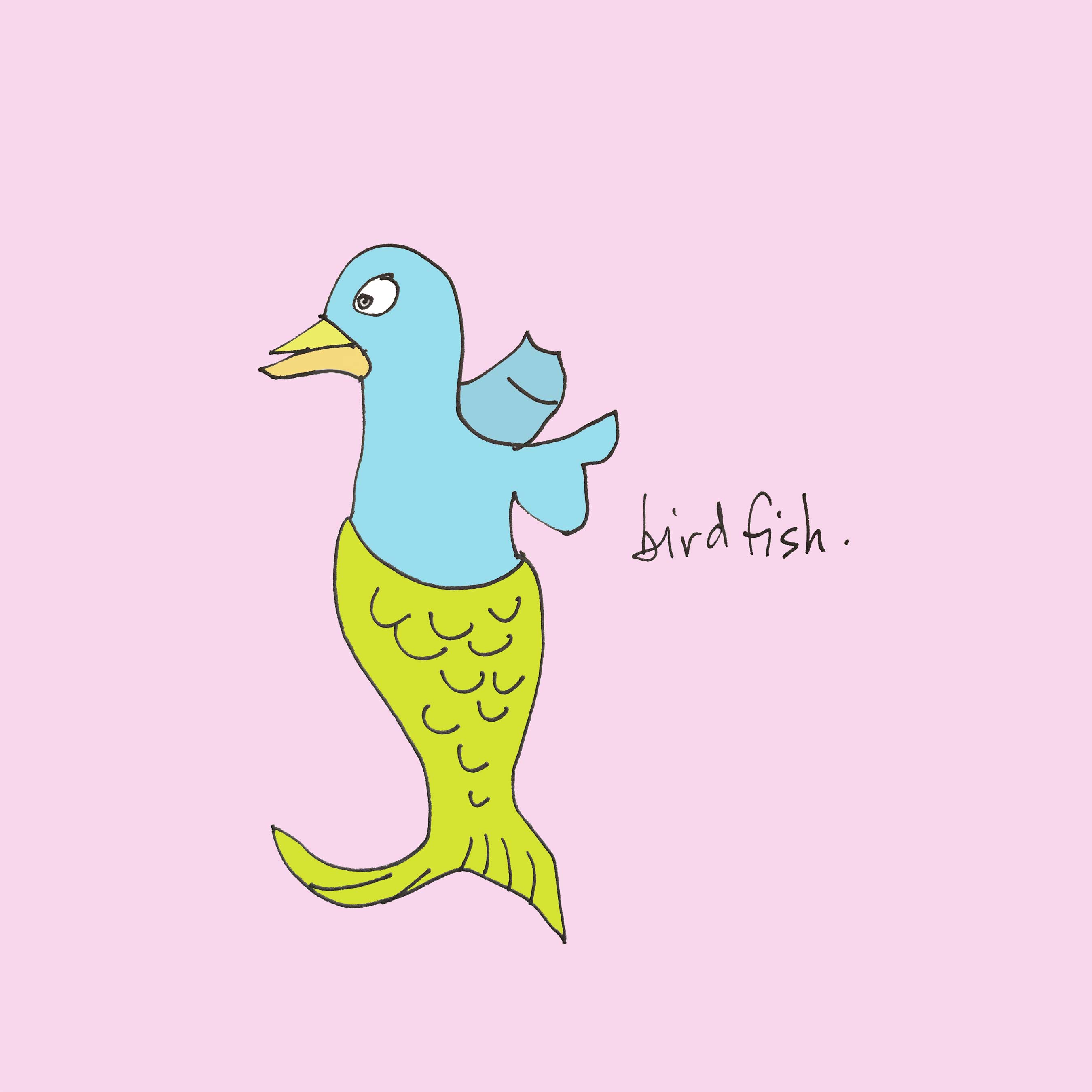 art every day number 320 bird fish mermaid merman illustration