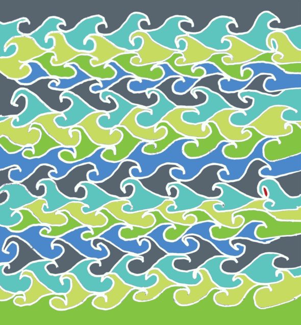 art every day number 378 waves blue green doodle