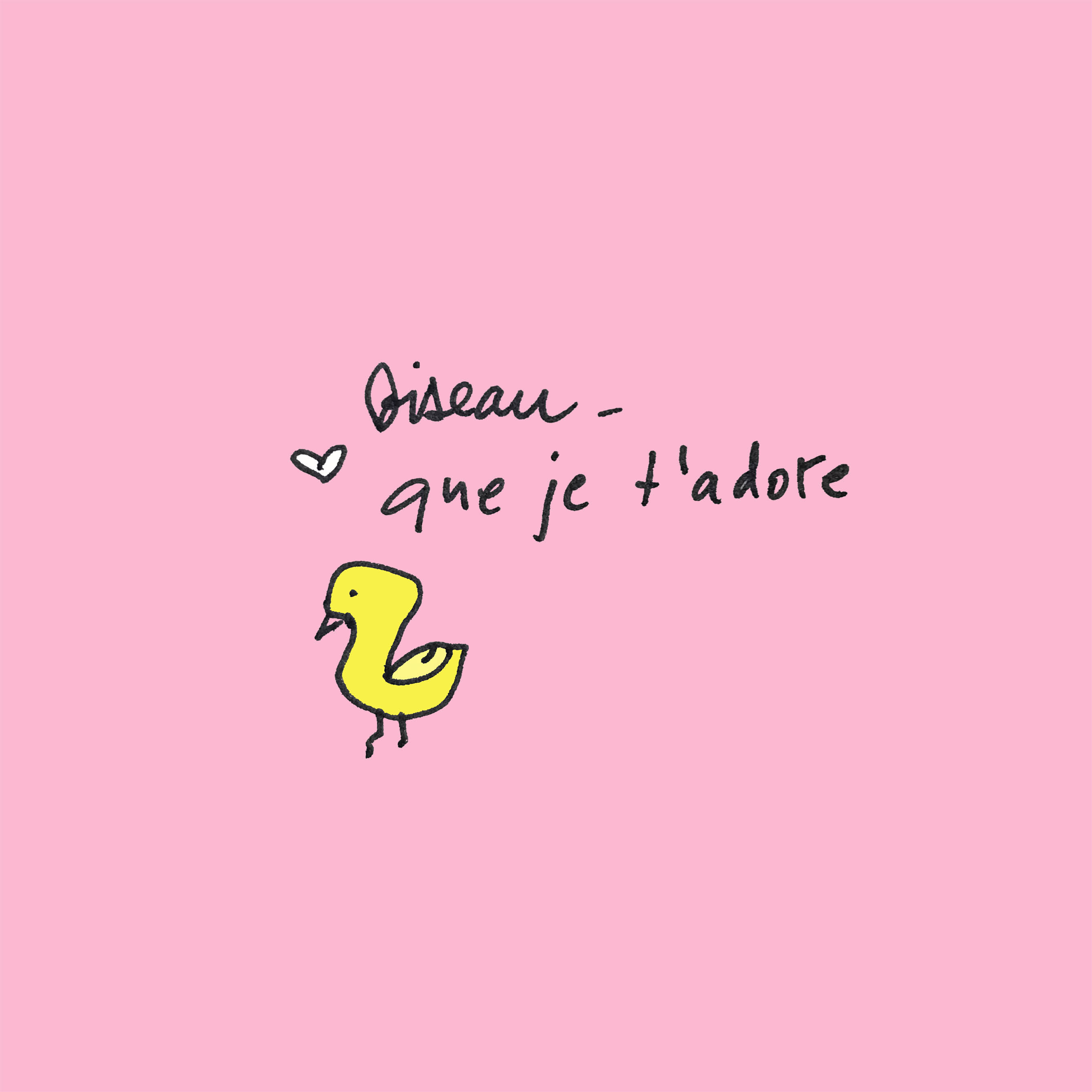 oiseau que je t'adore art every day number 397 bird yellow pink