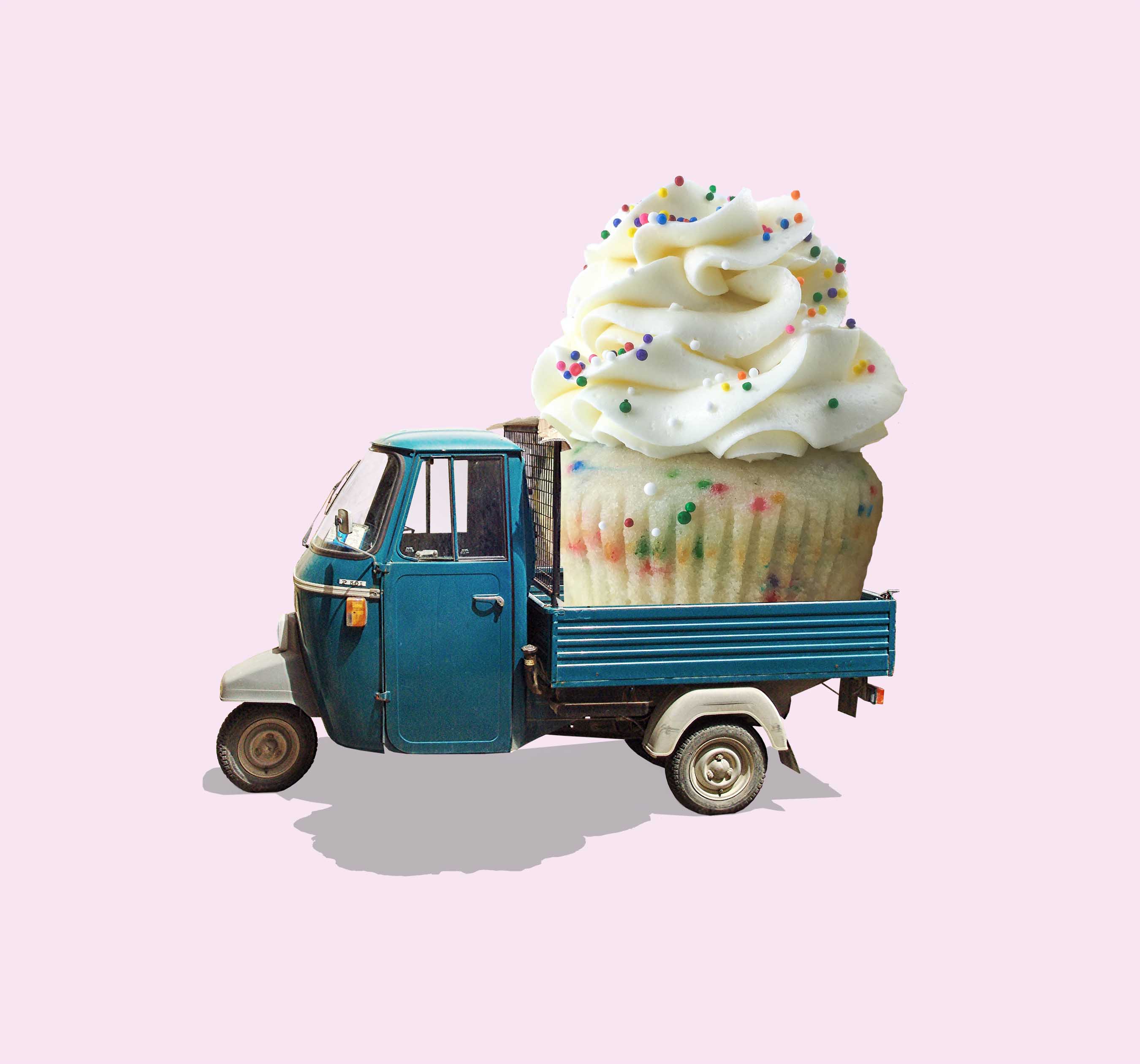 art every day number 554 digital collage art special delivery cupcake