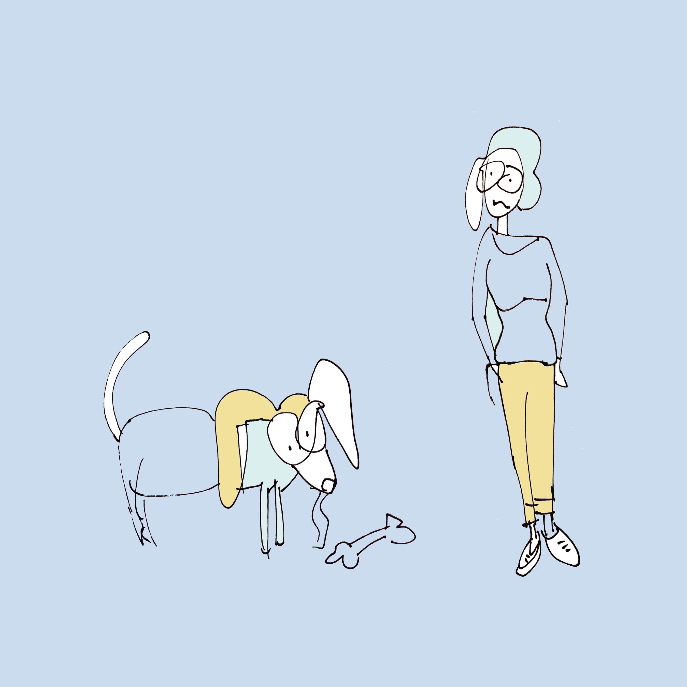 art every day number 619 the woman and her dog illustration drawing