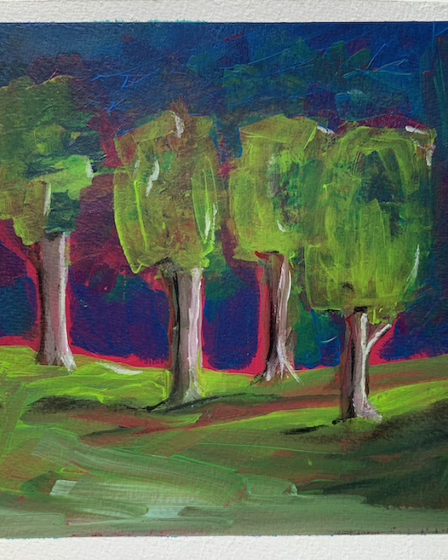 art every day janet bright painting acrylic night forest trees