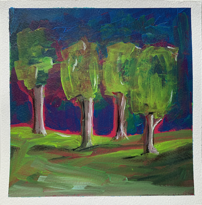 art every day janet bright painting acrylic night forest trees