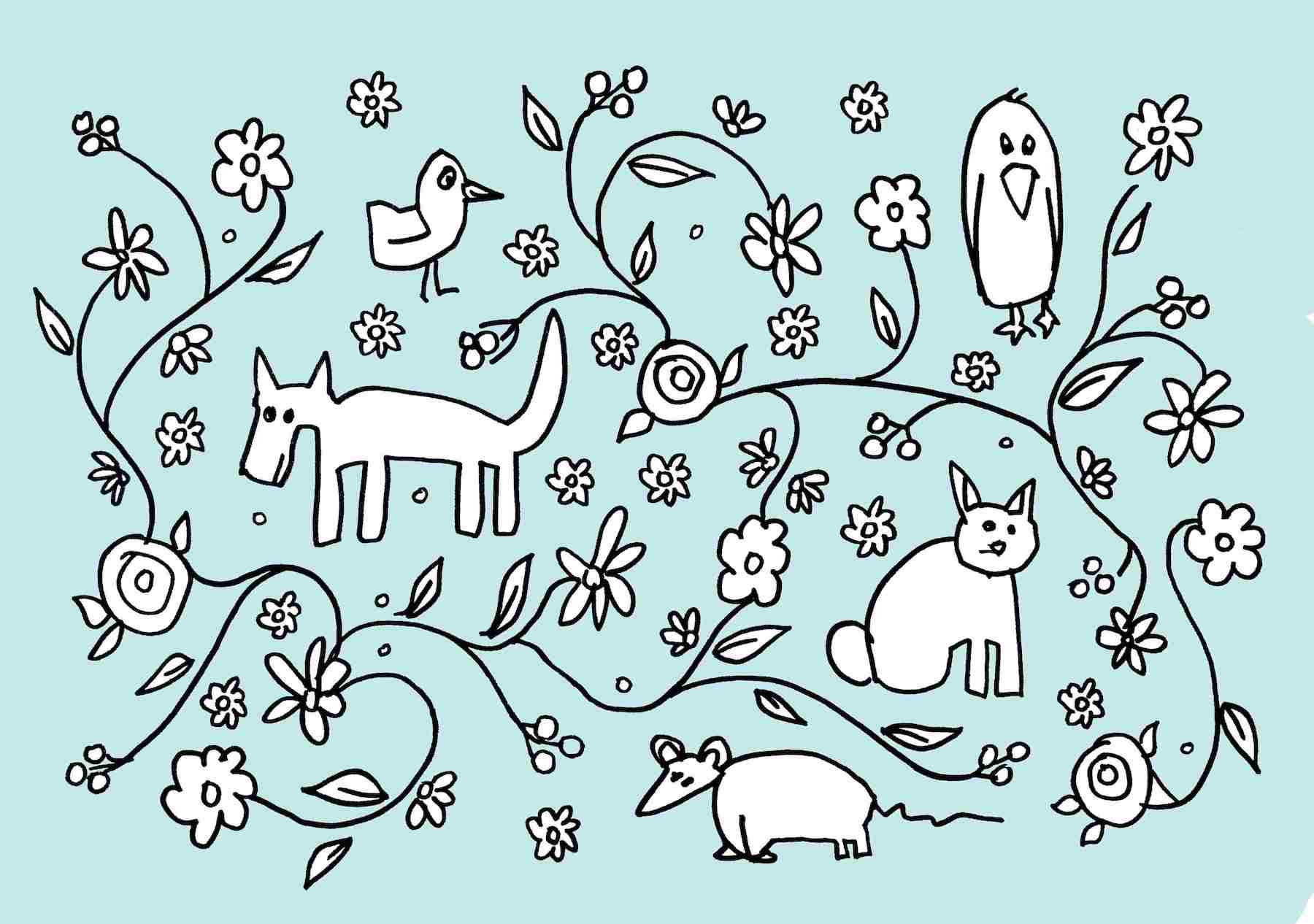 art every day number 686 pattern illustration animal flowers