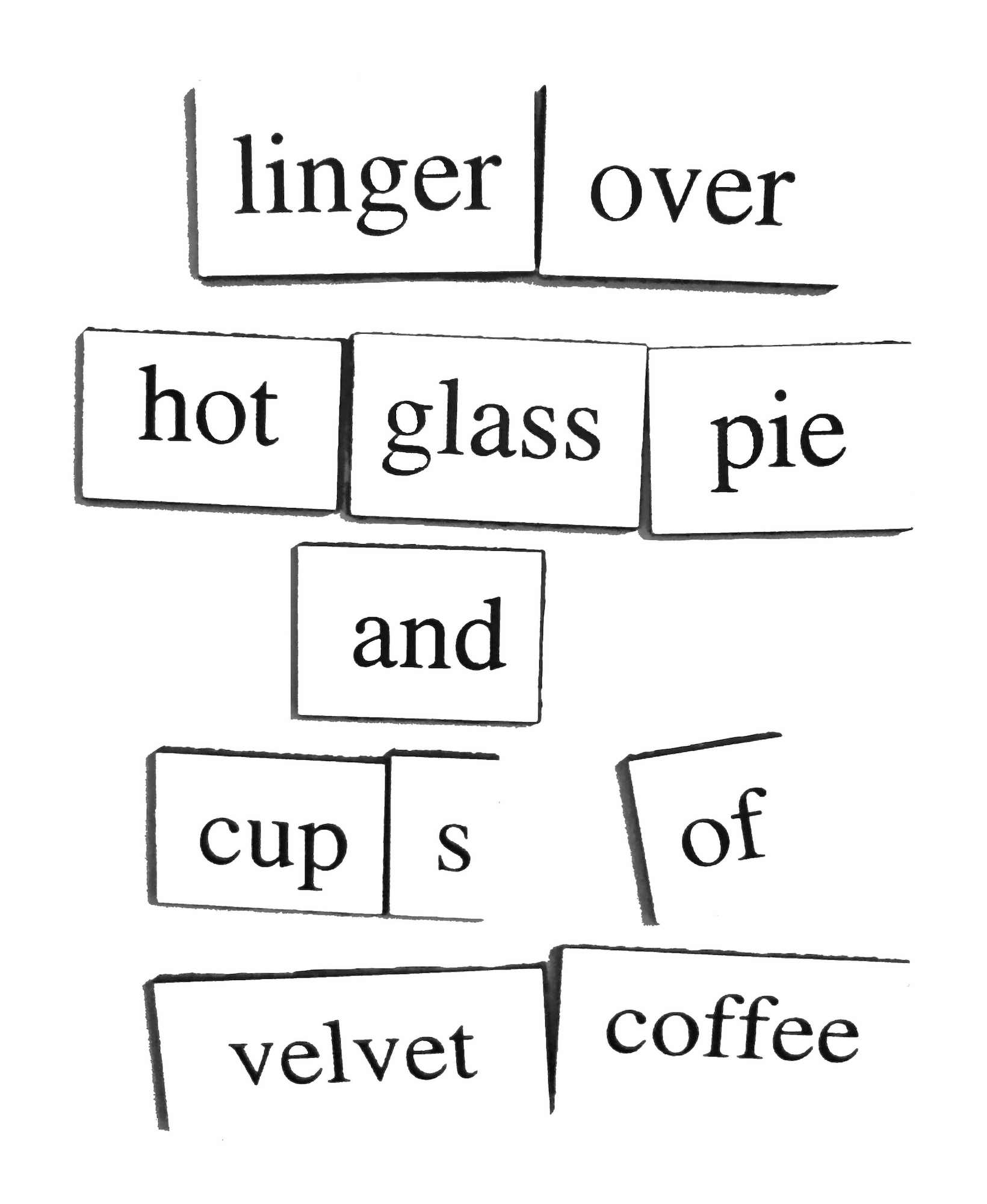 art every day number 691 fridge magnets poetry hot glass pie velvet coffee