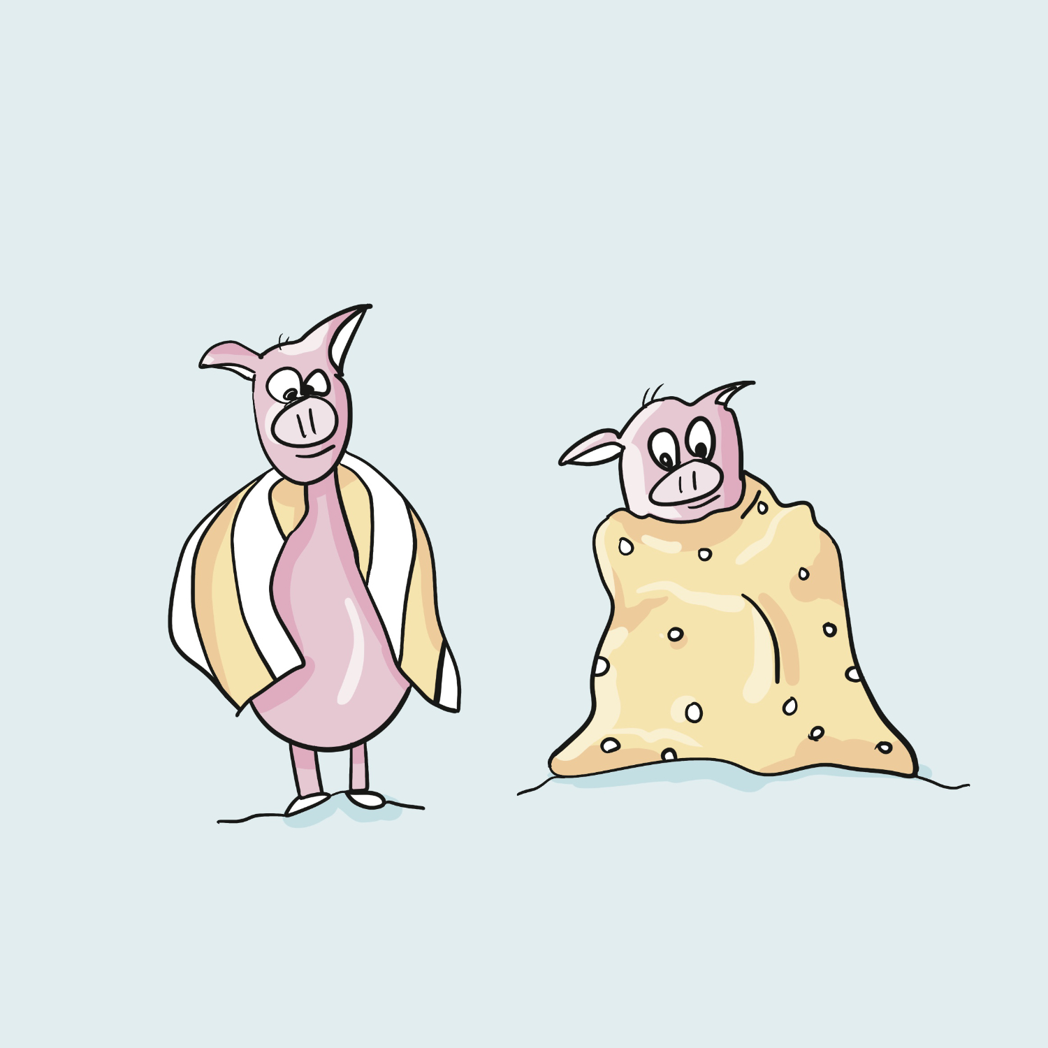 art every day number 824 illustration pigs in a blanket janet bright jjbright