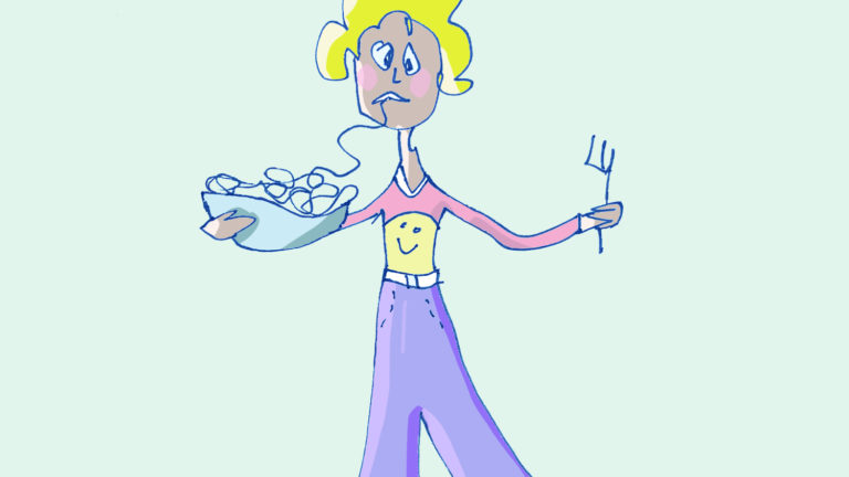 art every day number 834 / illustration / eating spaghetti in pantaloons
