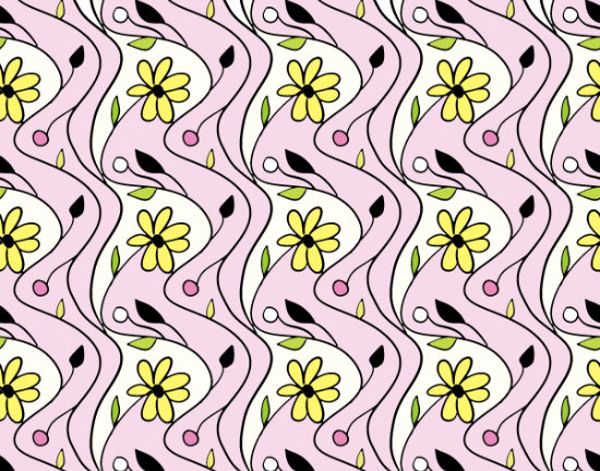 art every day number 895 pattern design yellow flowers pink janet bright jjbright
