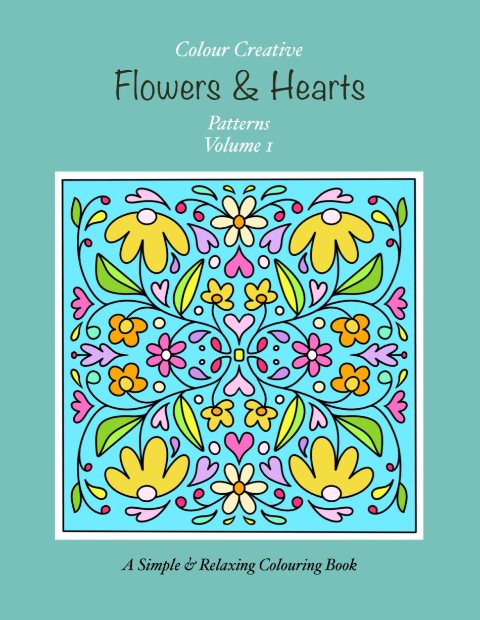 flowers and hearts pattern colouring book janet bright artist