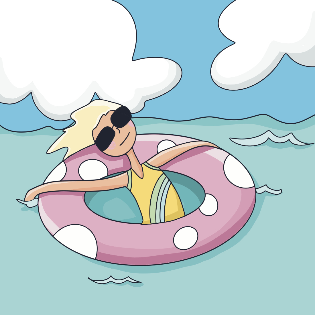 ART EVERY DAY ILLUSTRATION 1032 BUOYANT Float away be free Art & Illustration Janet Bright